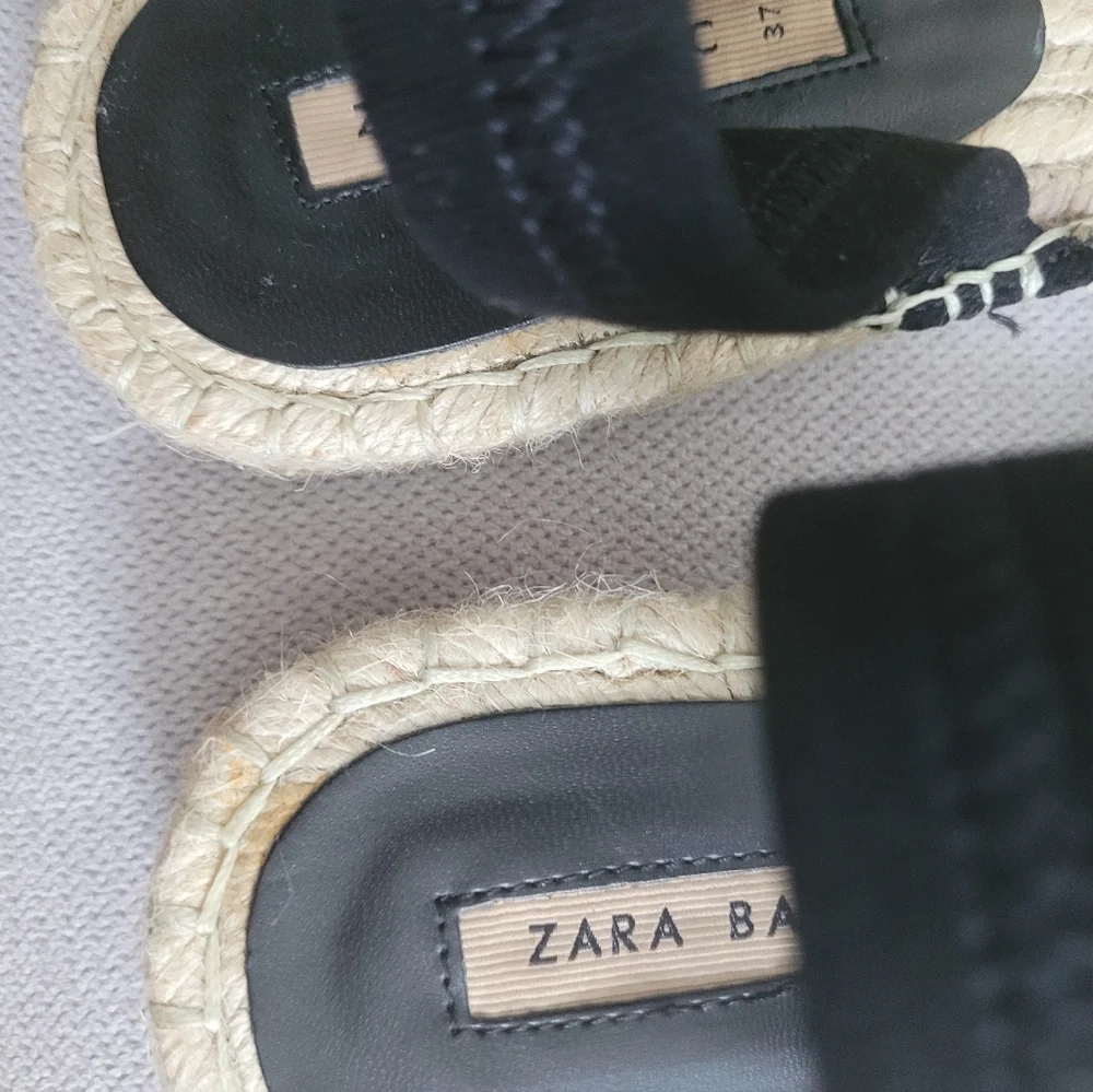 Zara Size 37 Black Espadrille Sandals
